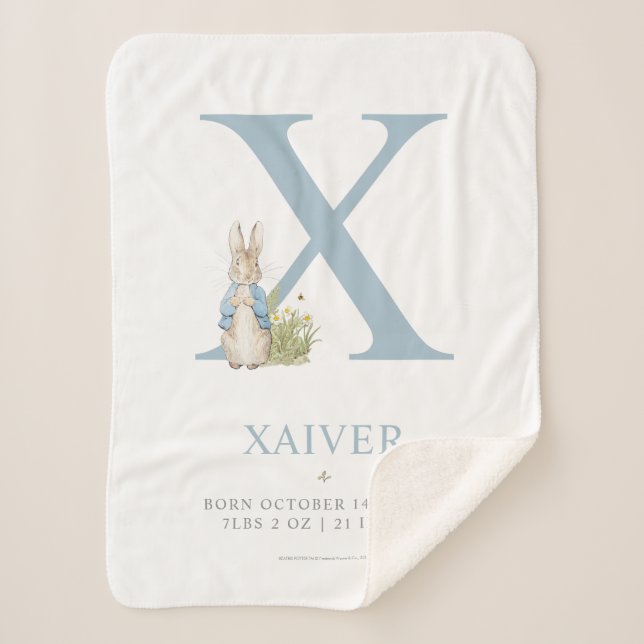 Couverture Sherpa Peter Rabbit | Lettre personnalisée X (Devant)