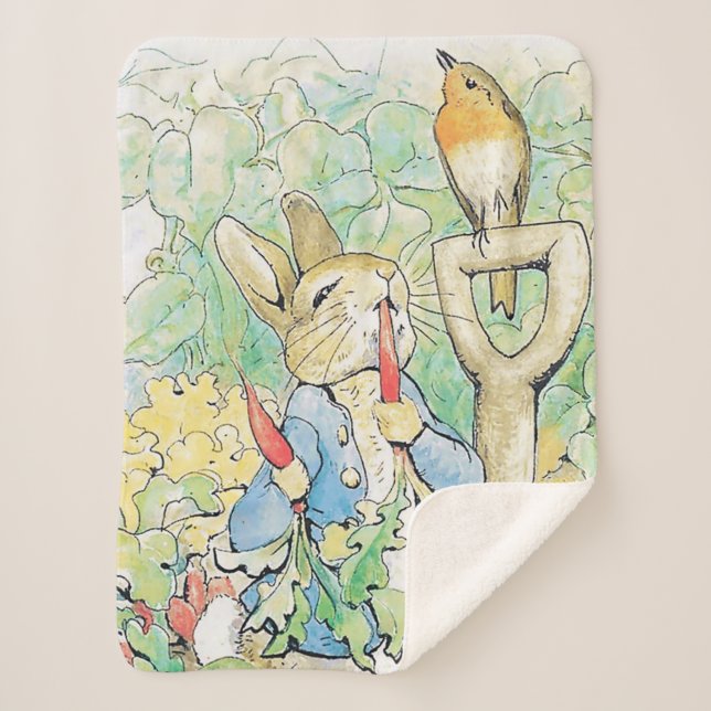 Couverture Sherpa "Peter Rabbit mange une carotte" par Beatrix Potte (Devant)