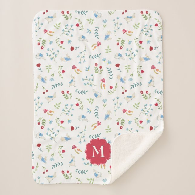 Couverture Sherpa Peter Rabbit | Motif de forêt aquarelle (Devant)