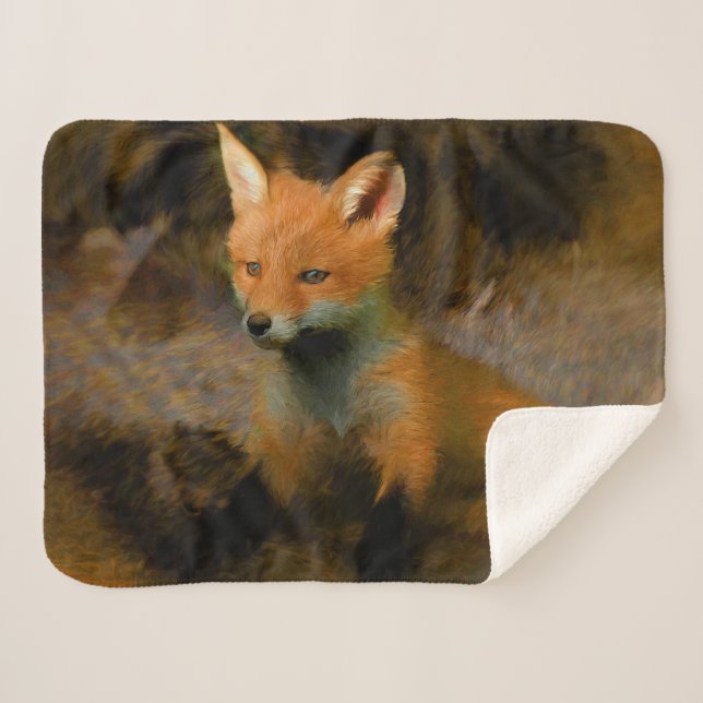 Couverture Sherpa Petit bébé Fox Cub Portrait (Devant (Horizontal))