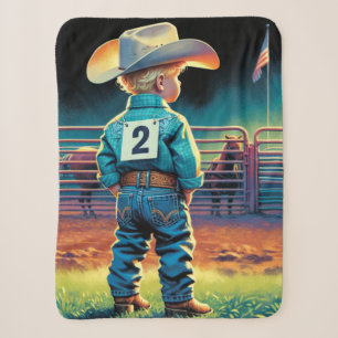Couverture Sherpa Petit Cowboy à Rodeo clôture Drapeau américain Che