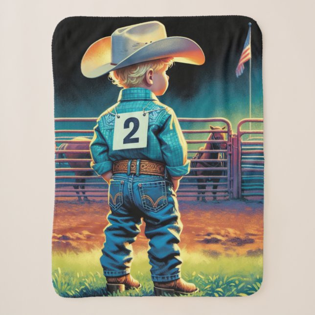 Couverture Sherpa Petit Cowboy à Rodeo clôture Drapeau américain Che (Devant)