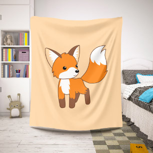 Couverture Sherpa Petit Fox mignon sur Peach Beige