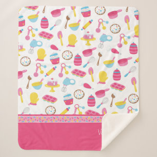 Couverture Sherpa Petite fille Baker Cuisine rose Motif Chef enfant