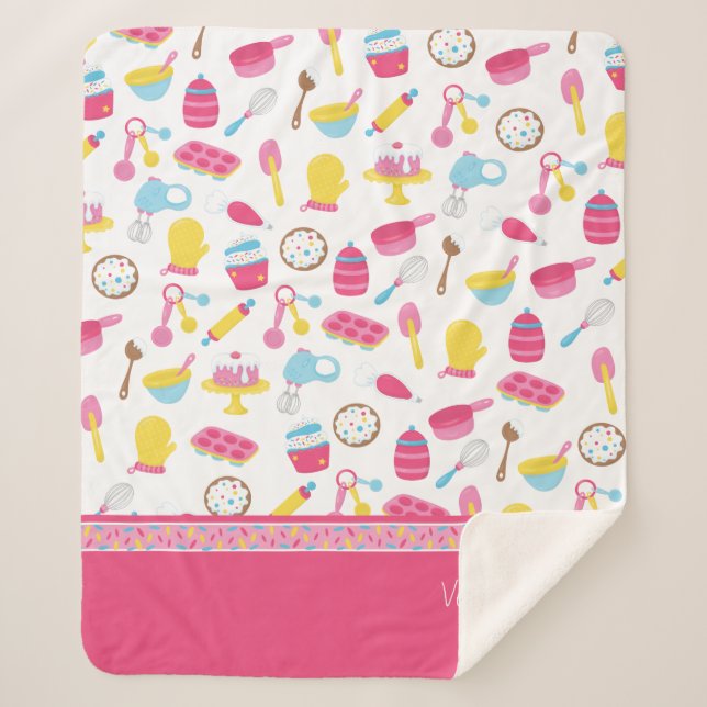 Couverture Sherpa Petite fille Baker Cuisine rose Motif Chef enfant (Devant)