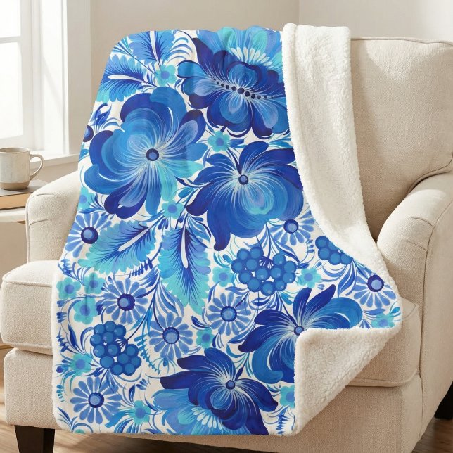 Couverture Sherpa Petrikivka Ukrainian traditional folk art.  (Créateur téléchargé)