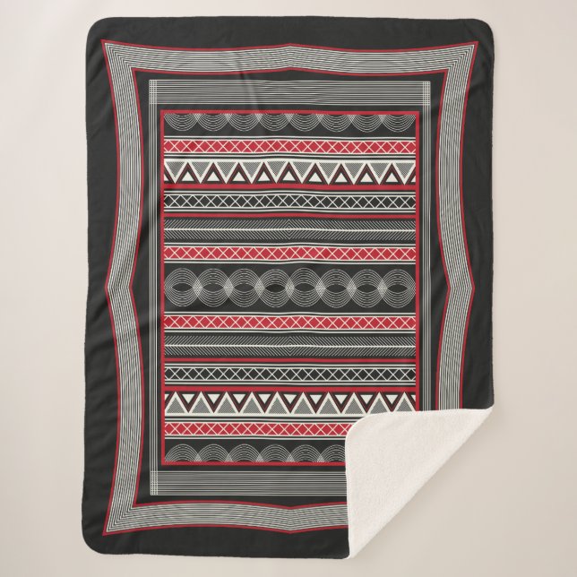 Couverture Sherpa Phaistos Ritual: Minoan Black & Red Sherpa Blanket (Devant)