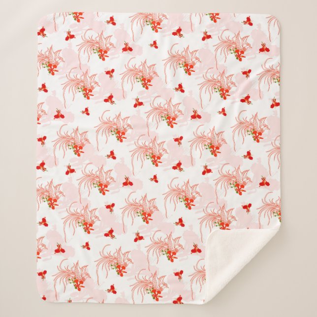 Couverture Sherpa Phoenix Oiseau Et Phoenix Fleur Motif Sans Faille (Devant)