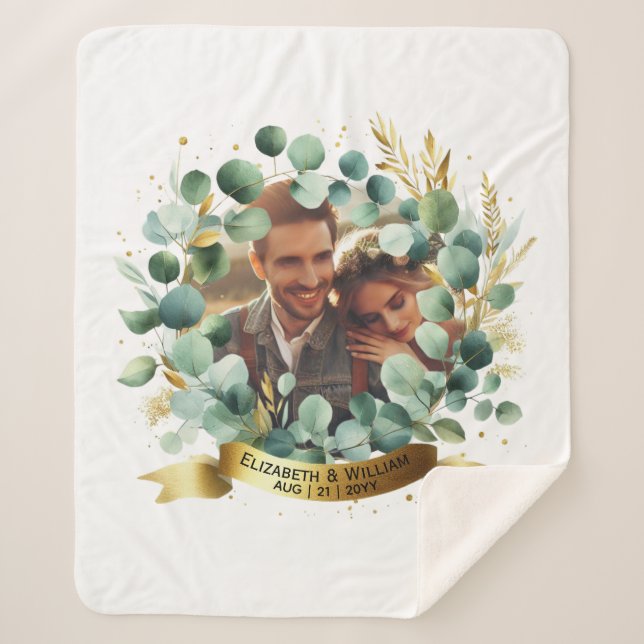 Couverture Sherpa PHOTO Cadeau Mariage Nouveaux mariés Anniversaire  (Devant)