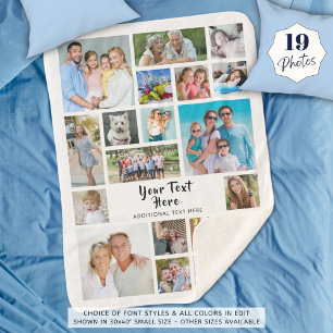 Couverture Sherpa Photo Collage 19 Photos Brush Script Personnalisé