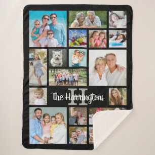 Couverture Sherpa Photo Collage 19 Photos Nom du script Monogramme