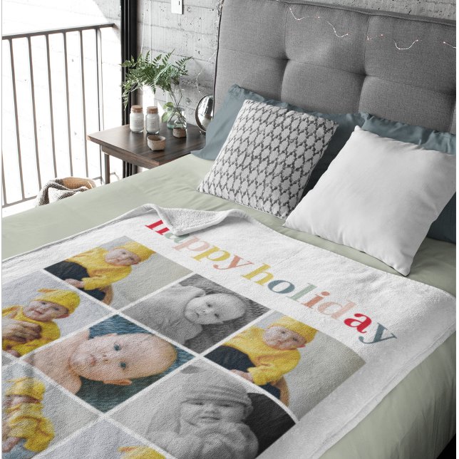 Couverture Sherpa Photo Collage | Colorful Happy Holiday (Créateur téléchargé)