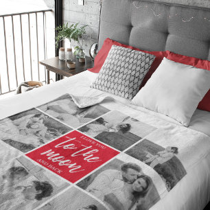 Couverture Sherpa Photo Collage Couple Moderne & Citation De La Lune