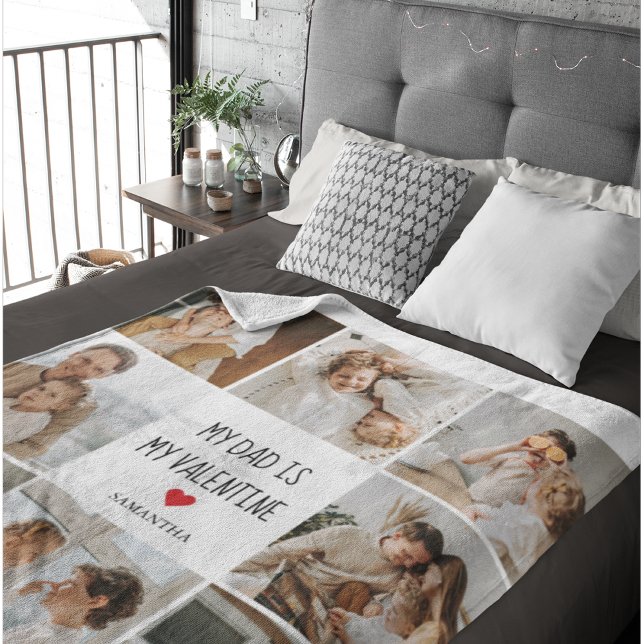 Couverture Sherpa Photo Collage | Mon père est mon cadeau Valentine (Créateur téléchargé)