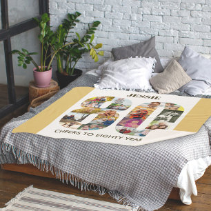 Couverture Sherpa Photo Collage Numéro 80 Beige 80e anniversaire