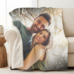Couverture Sherpa Photo de couple Cadeau de date de début de notre h