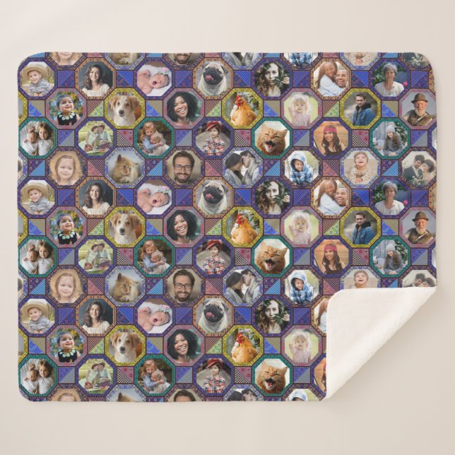 Couverture Sherpa Photo de famille Collage Couette foncée Regardez 2 (Devant (Horizontal))