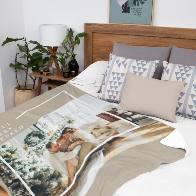 Couverture Sherpa Photo de famille moderne | Joyeux Joyeux Joyeux Bé (Créateur téléchargé)