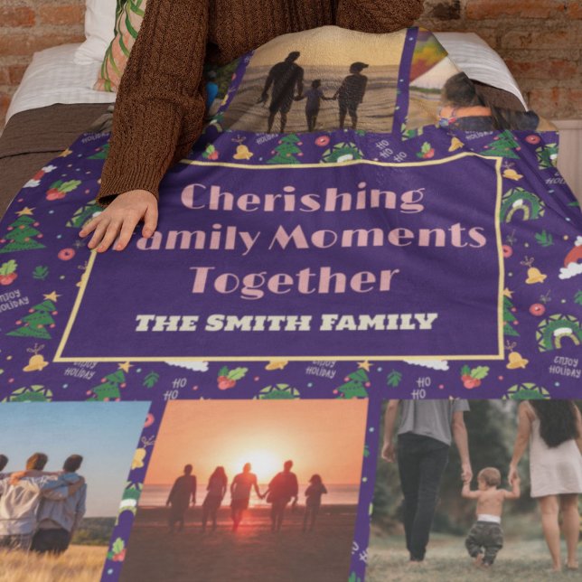 Couverture Sherpa Photo de famille personnalisée Cadeaux de Noël pou (Custom Family Photo Christmas Gifts for Daughter)