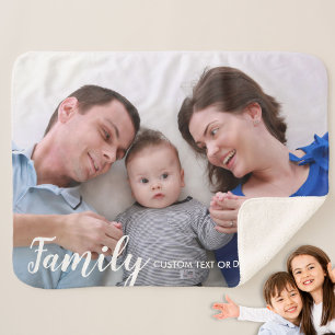 Couverture Sherpa Photo de famille personnalisée Script moderne pers