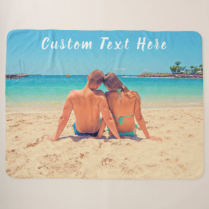 Couverture Sherpa Photo et texte personnalisés - Votre propre design