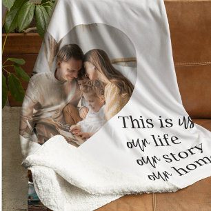 Couverture Sherpa Photo Famille Couple Moderne & Citation Famille Ca