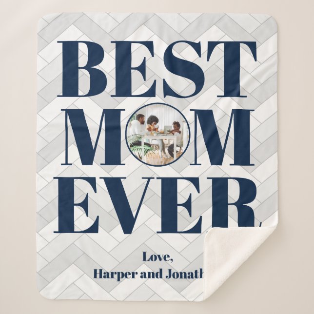 Couverture Sherpa Photo Meilleure maman jamais Motif Sherpa Blanket (Devant)