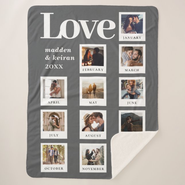 Couverture Sherpa Photo moderne Couple Love Anniversaire Valentines (Devant)