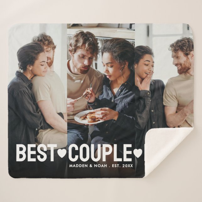 Couverture Sherpa Photo moderne Personnalisée Meilleur Couple Jamais (Devant (Horizontal))