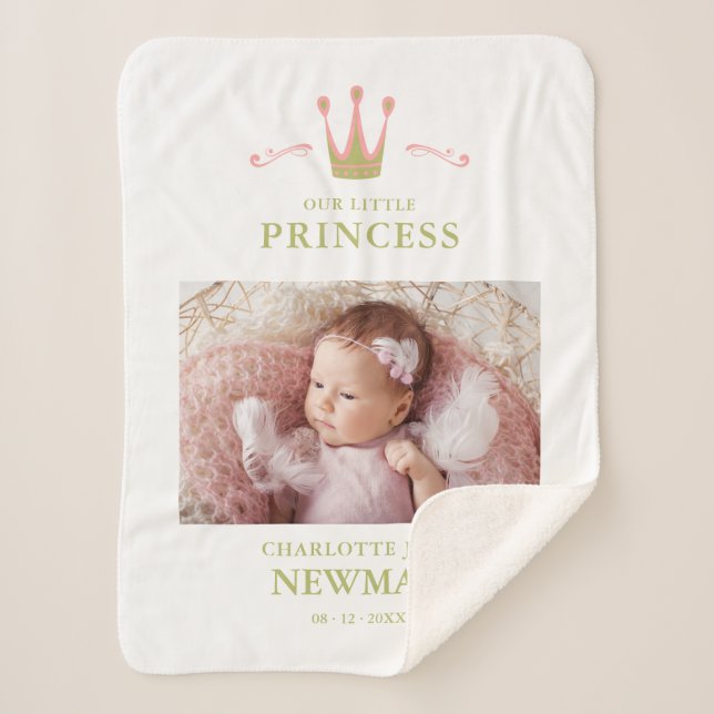 Couverture Sherpa Photo Nouveau-né Unisex Crown Notre Petite Princes (Devant)