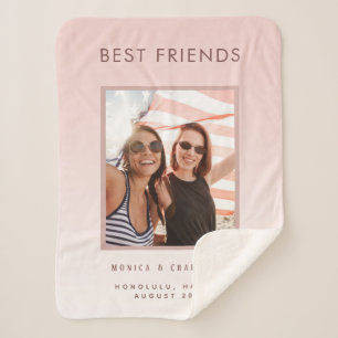 Couverture Sherpa Photo personnalisée les meilleurs amis rose rose p