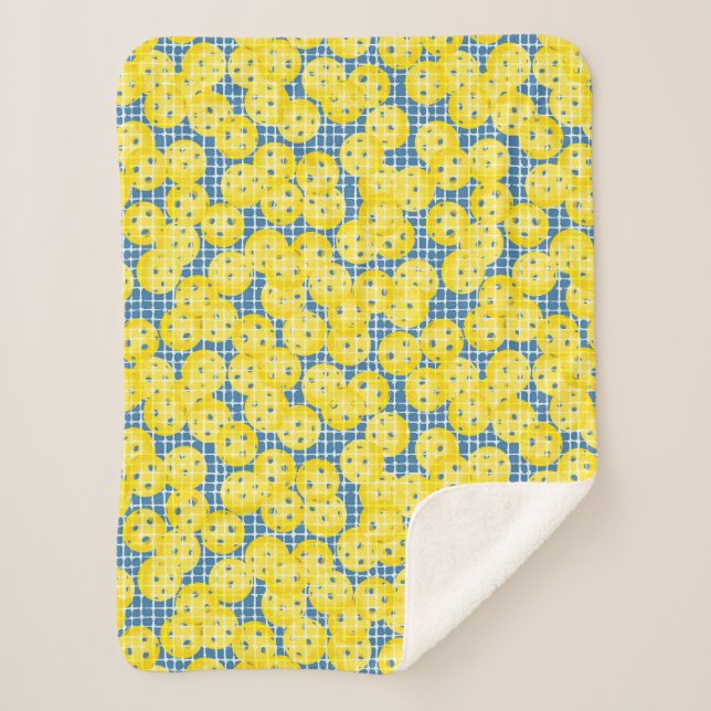 Couverture Sherpa Pickleball is Life - Jaune sur Bleu foncé (Devant)