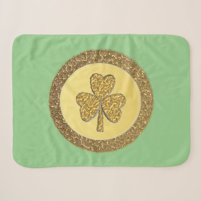 Couverture Sherpa Pièce d'or trèfle irlandais Lucky (Devant (Horizontal))