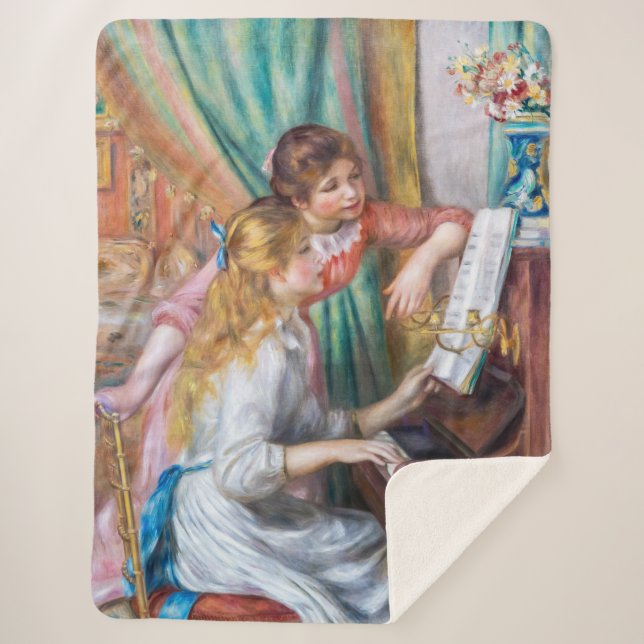 Couverture Sherpa Pierre Auguste Renoir - Jeunes filles au piano (Devant)