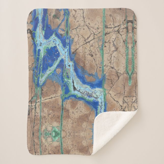 Couverture Sherpa Pierre azurite Beige et Turquoise (Devant)