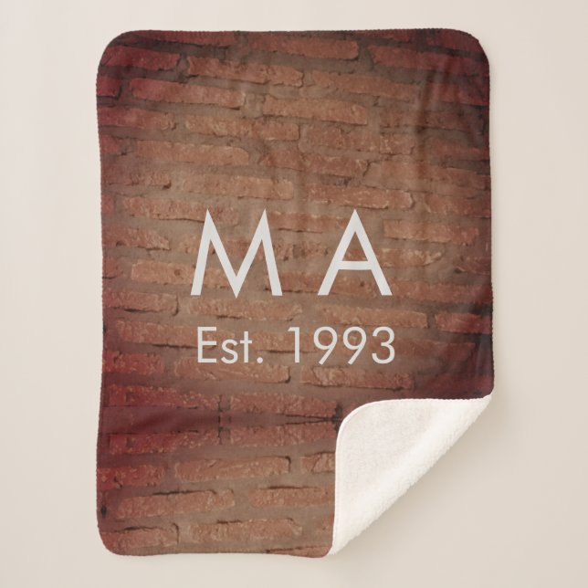 Couverture Sherpa pierre de brique rustique Brown ajouter le nom let (Devant)