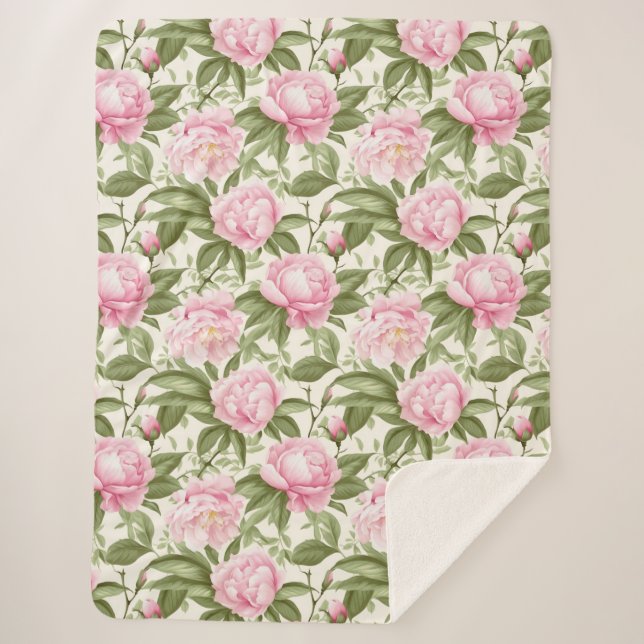 Couverture Sherpa Pies roses (Devant)