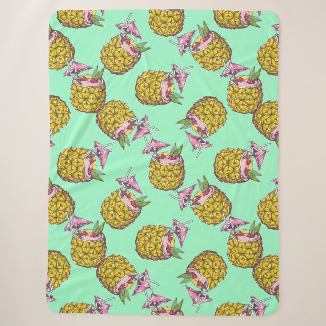 Couverture Sherpa Piña Colada Motif -Refresing été (Devant)
