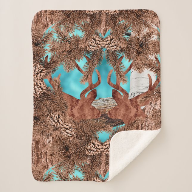 Couverture Sherpa Pine Stag Sherpa Blanket LightBlue (Devant)