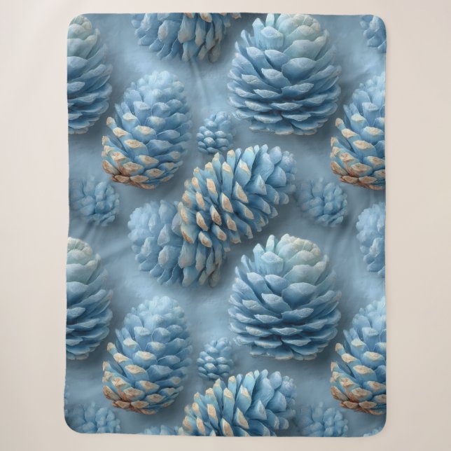 Couverture Sherpa Pinecones bleus congelés (Devant)