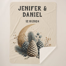 Pinecones et Crescent Lune Amour hivernal