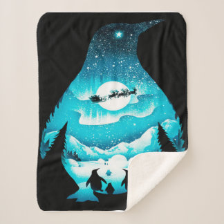 Couverture Sherpa Pingouin personnalisé | Carte Anniversaire