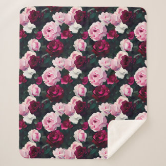 Couverture Sherpa Pink and Red Painted Roses