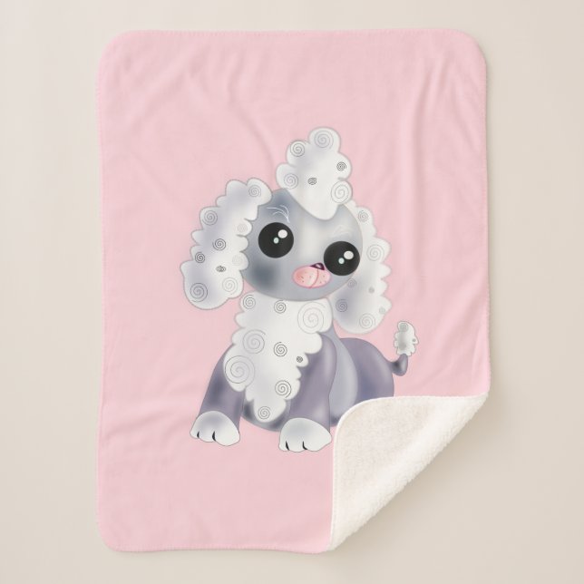 Couverture Sherpa Pink Baby Sherpa Blanket avec mignon bébé chien an (Devant)