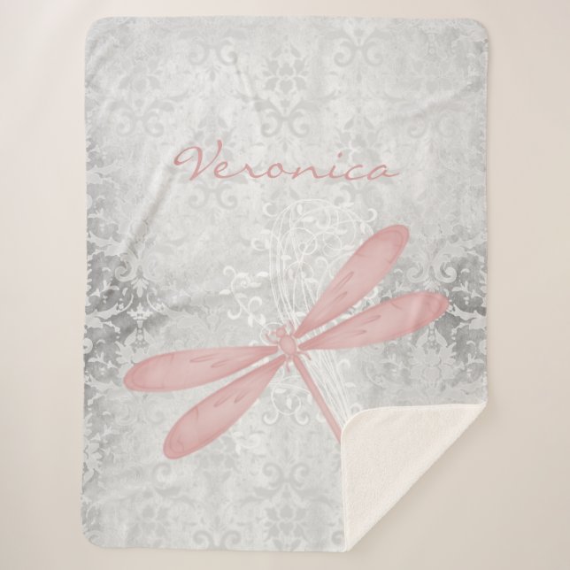 Couverture Sherpa Pink Dragonfly Personnalisé Sherpa Blanket (Devant)