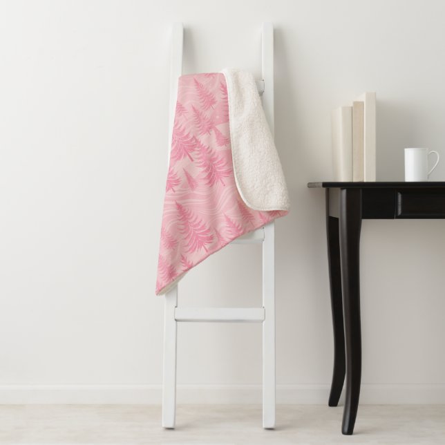 Couverture Sherpa Pink Forest Christmas (En situation)