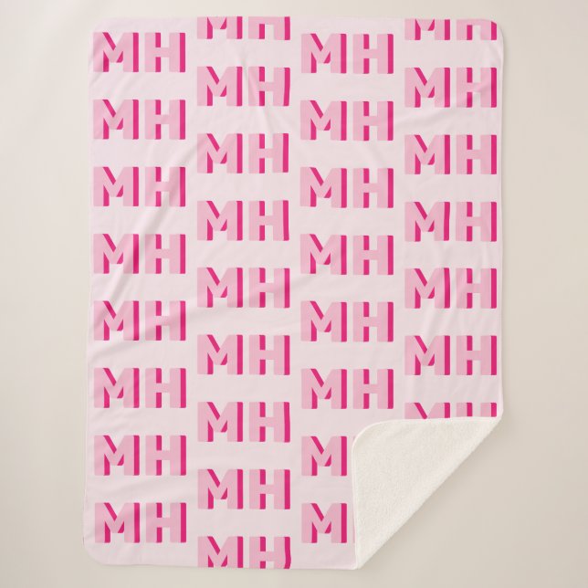 Couverture Sherpa Pink Grosse Police Moderne Typographie Initiales (Devant)