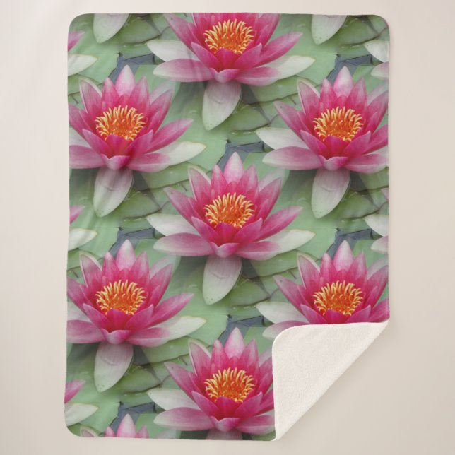 Couverture Sherpa Pink Lotus Water Lily Sherpa Blanche (Devant)