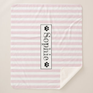 Couverture Sherpa Pink Pastel Stripes Personnalisé Chien Chat Animal