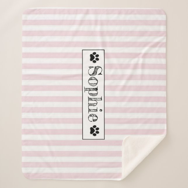 Couverture Sherpa Pink Pastel Stripes Personnalisé Chien Chat Animal (Devant)